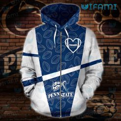 Penn State Hoodie 3D Football Pattern Best Penn State Zipper