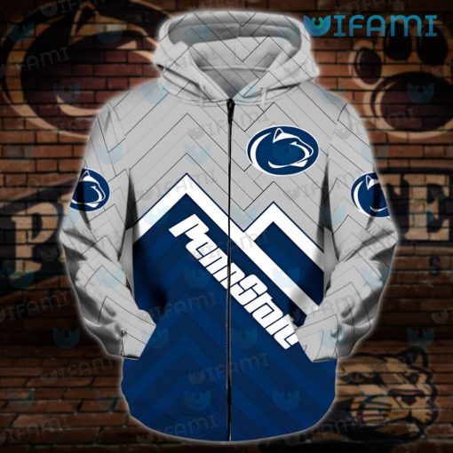 Penn State Zip Up Hoodie 3D Chevron Pattern Penn State Gift