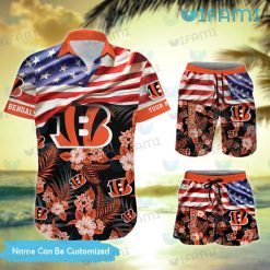 Personalized Bengals Hawaiian Shirt USA Flag Cincinnati Bengals Gift
