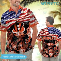 Personalized Bengals Hawaiian Shirt USA Flag Cincinnati Bengals Present For Fans