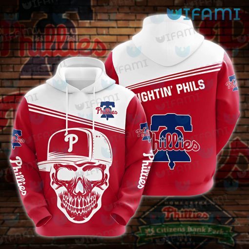 Phillies Hoodie Mens Skull Wearing Hat Philadelphia Phillies Gift