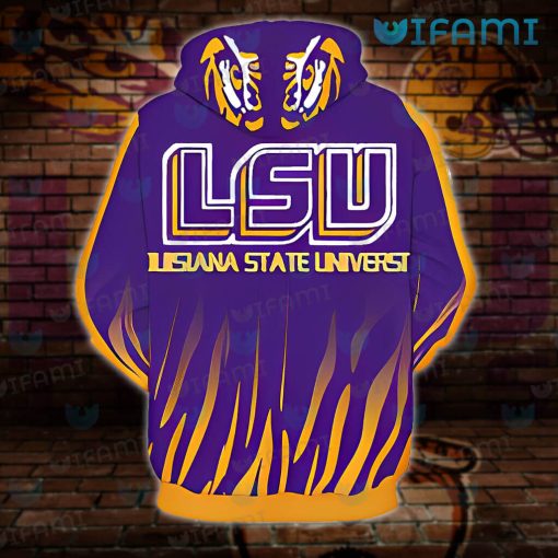 Purple LSU Hoodie 3D Flaming Logo LSU Gift