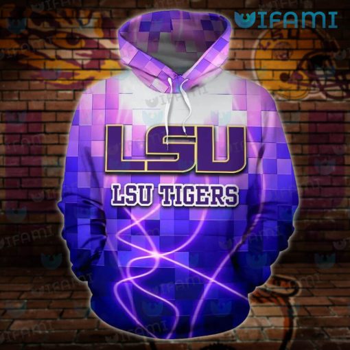 Purple LSU Hoodie 3D Gingham Pattern LSU Gift Ideas