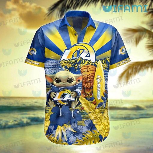 Rams Hawaiian Shirt Baby Yoda LA Rams Gift