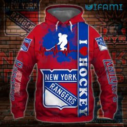 Rangers Hockey Hoodie 3D Heartbeat I Love New York Rangers Gift