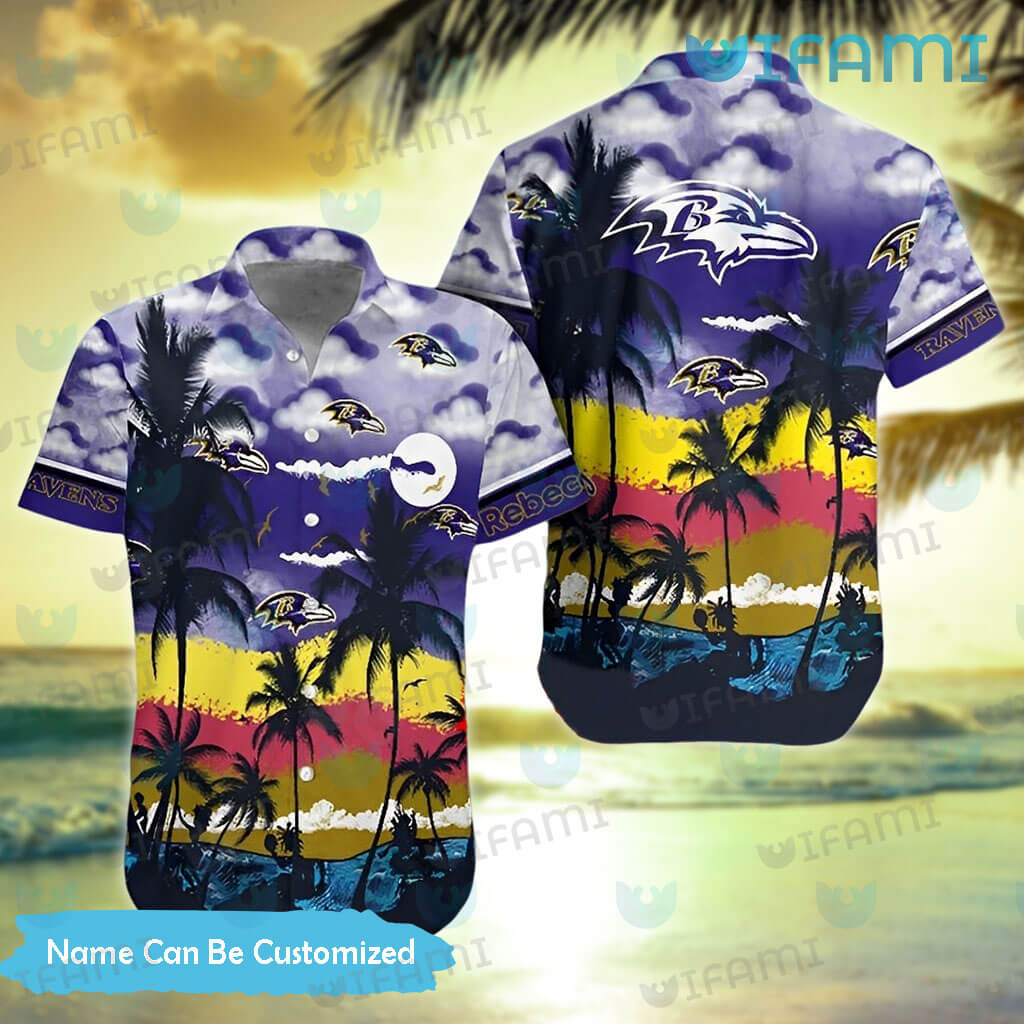 Baltimore Ravens NFL Trending Custom Name Short Sleeves Hawaiian Shirt