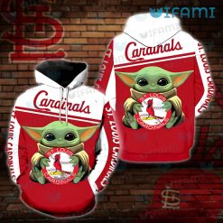 STL Cardinals Hoodie 3D Baby Yoda Hold Logo St Louis Cardinals Gift