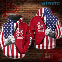 STL Cardinals Hoodie 3D Hand Pulling USA Flag St Louis Cardinals Gift