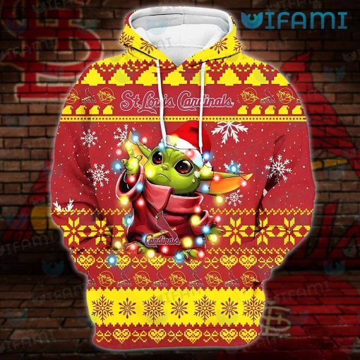 St Louis Cardinals Hoodie 3D Baby Yoda Lights St Louis Cardinals Gift