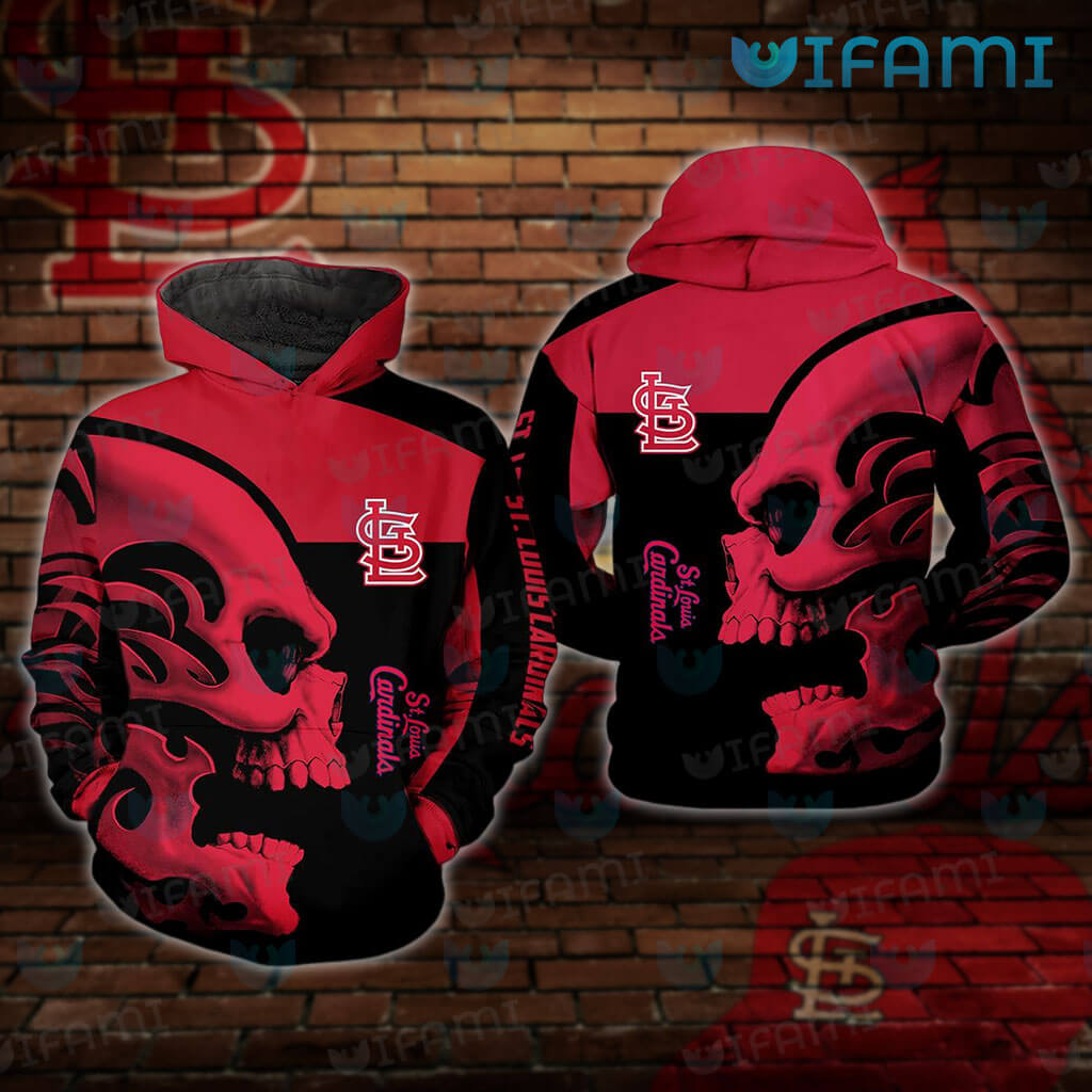 Mens St Louis Cardinals Hoodie 3D Skull Wearing Hat St Louis Cardinals Gift  - Personalized Gifts: Family, Sports, Occasions, Trending
