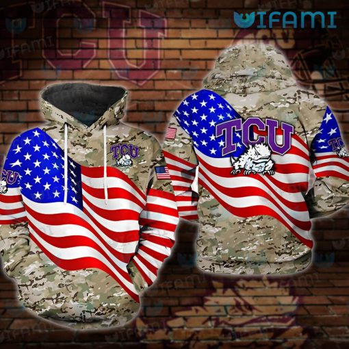 TCU Hoodie 3D USA Flag Camo TCU Gift