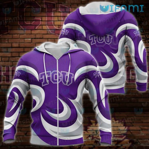 TCU Hoodie 3D White Purple TCU Horned Frogs Gift