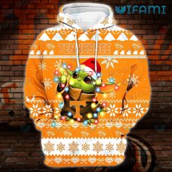 Tennessee Vols Hoodie 3D Baby Yoda Christmas Lights Tennessee Vols Present Front