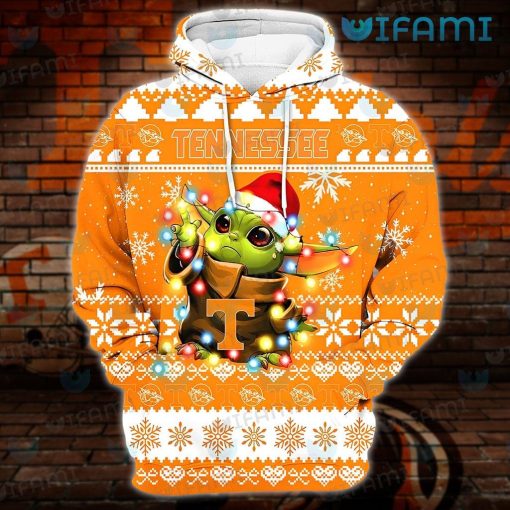 Tennessee Vols Hoodie 3D Baby Yoda Christmas Lights Tennessee Vols Gift