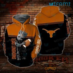 Texas Longhorns Hoodie 3D Baby Groot Hug Logo Longhorns Gift