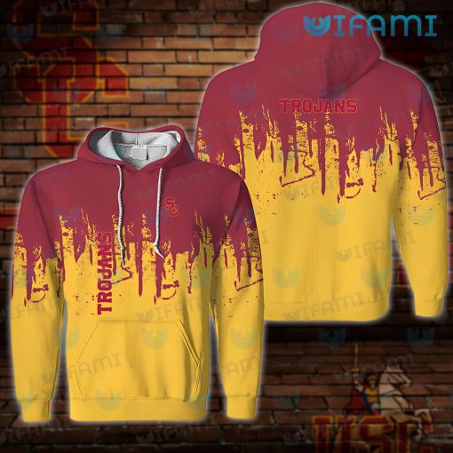 USC Grey Hoodie 3D Grunge Pattern USC Trojans Gift