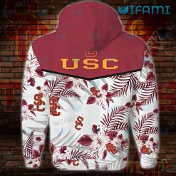 USC Hoodie 3D Hibiscus Tropical Leaves USC Present Back