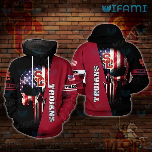 USC Hoodie 3D Punisher Skull USA Flag USC Gift