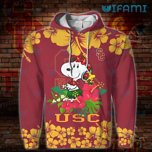 USC Hoodie 3D Snoopy Woodstock Hibiscus Flower USC Gift