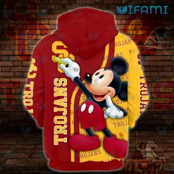 USC Womens Hoodie 3D Mickey Mouse USC Trojans Present Back