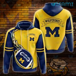 Wolverines Hoodie 3D Football On Fire Michigan Football Gift