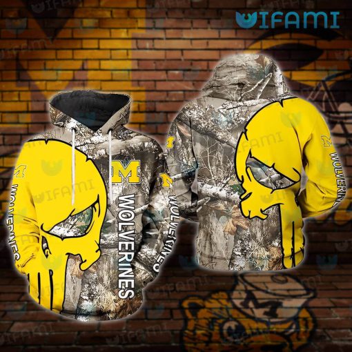 Wolverines Hoodie 3D Punisher Camo Best Michigan Wolverines Gifts For Him
