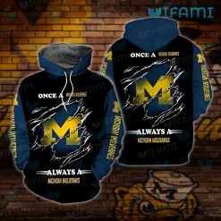Wolverines Hoodie 3D Ripping Logo Always A Michigan Wolverines Gift