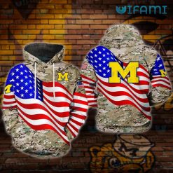 Wolverines Hoodie 3D USA Flag Camo Michigan Wolverines Gift