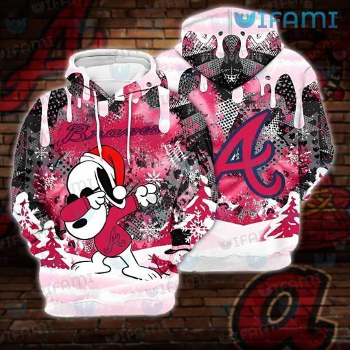 Womens Braves Hoodie 3D Snoopy Dabbing Atlanta Braves Gift