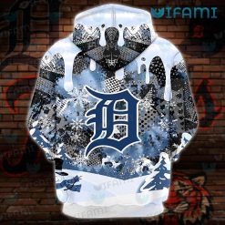 Womens Detroit Tigers Hoodie 3D Snoopy Dabbing Detroit Tigers Present Back