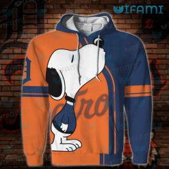 Womens Detroit Tigers Hoodie 3D Snoopy Kiss Logo Detroit Tigers Present