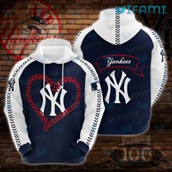 Youth Yankees Hoodie 3D Baseball Stitches Heart New York Yankees Gift