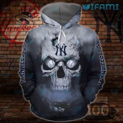 Youth Yankees Hoodie 3D Flaming Skull New York Yankees Gift