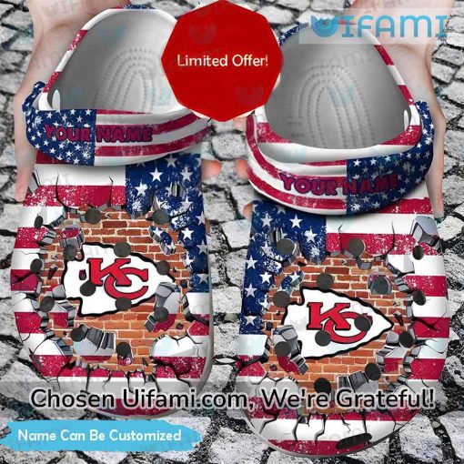 Custom Kansas City Chiefs Crocs USA Flag Promising Gifts For Chiefs Fans