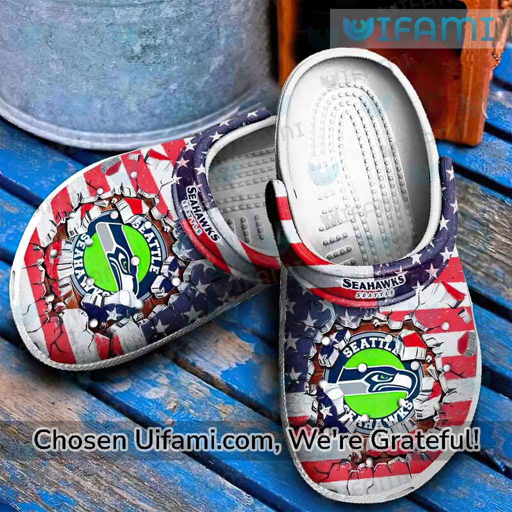 Seattle Seahawks Mascot Ripped Flag Crocs Clog Shoes - Jomagift