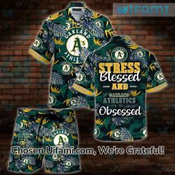 A’S Hawaiian Shirt Stress Blessed Obsessed Radiant Oakland Athletics Gifts