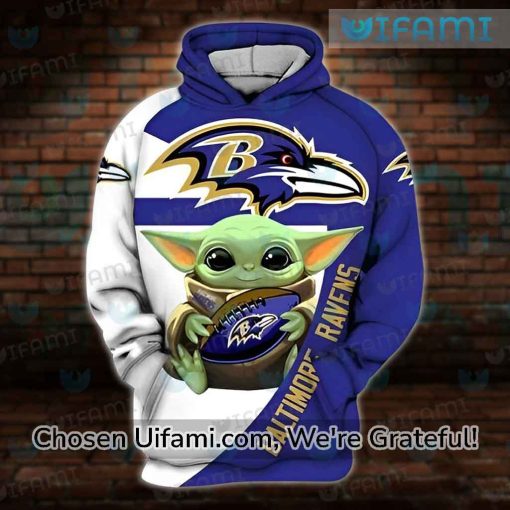 Baltimore Ravens Hoodie 3D Jaw-dropping Baby Yoda Ravens Gift