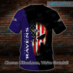 Baltimore Ravens Womens Shirt Shocking Punisher Skull USA Flag Ravens Gifts For Him Exclusive