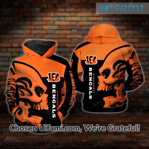 Bengals Hoodie Mens 3D Skull Cincinnati Bengals Gift Ideas