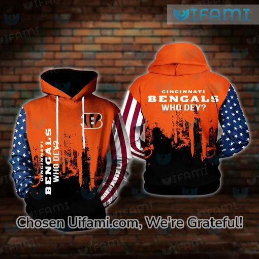 Bengals Jersey Hoodie 3D Greatest USA Flag Cincinnati Bengals Gift