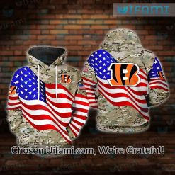 Bengals Military Hoodie 3D Inspiring Camo USA Flag Cincinnati Bengals Gift