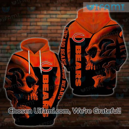 Black Chicago Bears Hoodie 3D Basic Skull Chicago Bears Gift Ideas