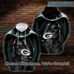 Black Green Bay Packers Hoodie 3D Alluring Pharaoh Skull Packers Christmas Gift