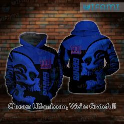 Black New York Giants Hoodie 3D Spectacular Skull Gifts For NY Giants Fans