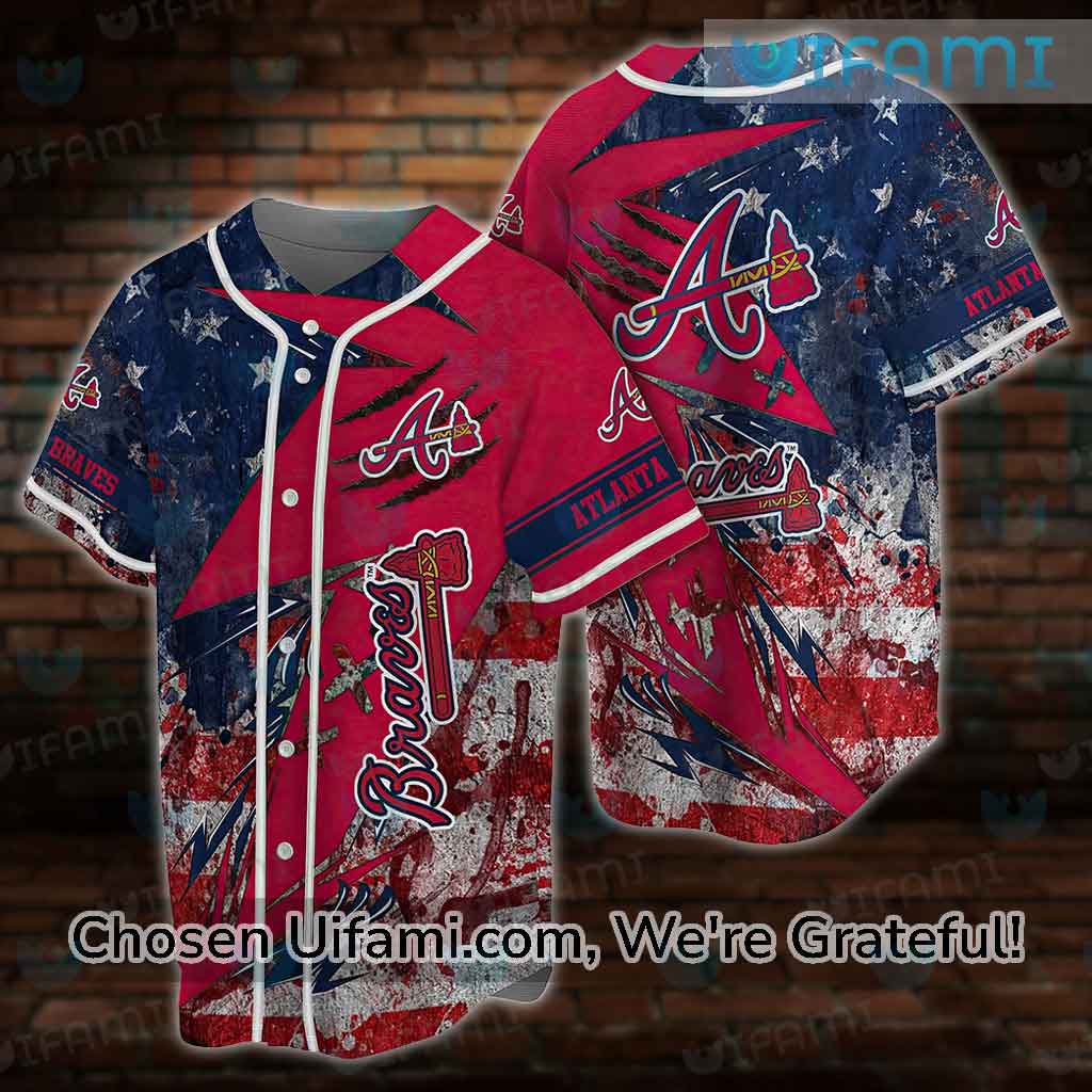 Navy MLB Atlanta Braves Baseball Jersey Flaming Baseball Gift For Him