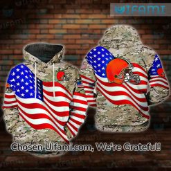 Browns Camo Hoodie 3D Unique USA Flag Cleveland Browns Gifts For Dad
