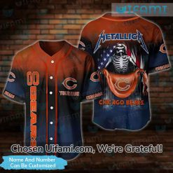 Chicago Bears Baseball Jersey Metallica Skeleton Colorful Gifts For Bears Fans