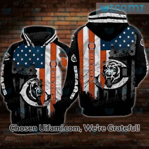 Chicago Bears Full Zip Hoodie 3D Discount USA Flag Chicago Bears Gifts For Her