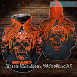 Chicago Bears hoodie 3D orange Skull 