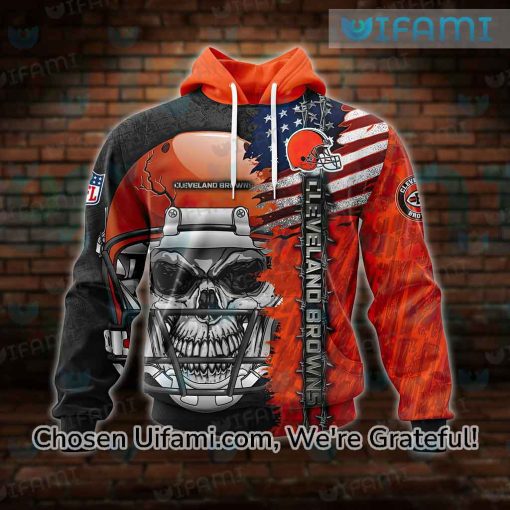 Cleveland Browns Hoodie Mens 3D Irresistible Skull Browns Gift